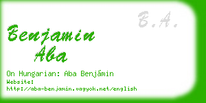 benjamin aba business card